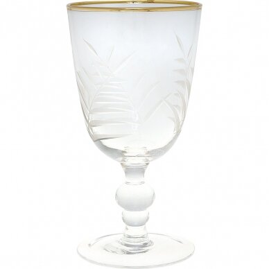 Raižyta vyno taurė su auksiniu krašteliu L